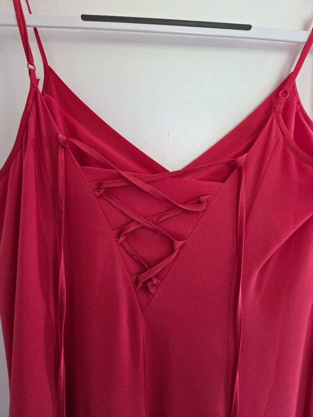 NWT White House Black Market Red Coral Tie Back Slip Maxi Dress 4
